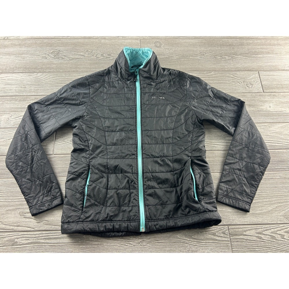 Simms Womens Small Black Insulated Puffer Jacket Full Zip Outdoor Travel Coat